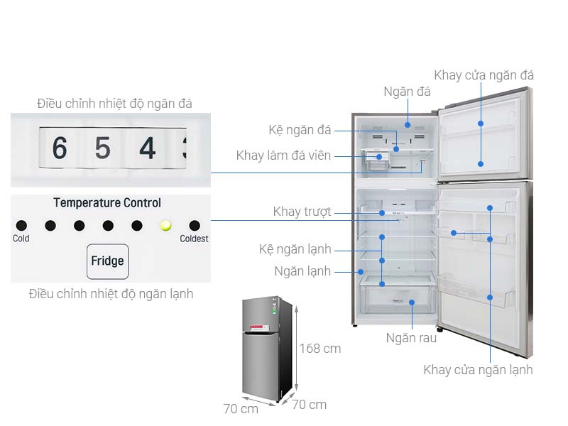 Thông số kỹ thuật Tủ lạnh LG Inverter 393 lít GN-M422PS