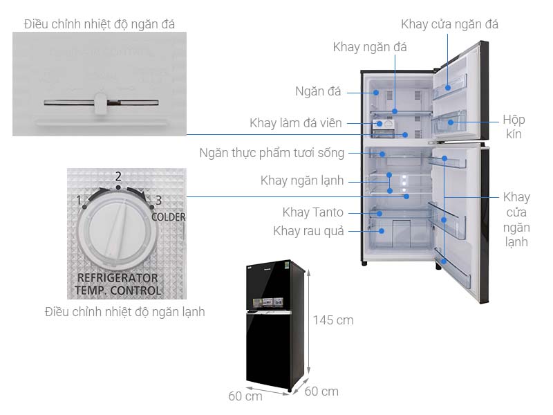 Thông số kỹ thuật Tủ lạnh Panasonic Inverter 234 lít NR-BL267PKV1