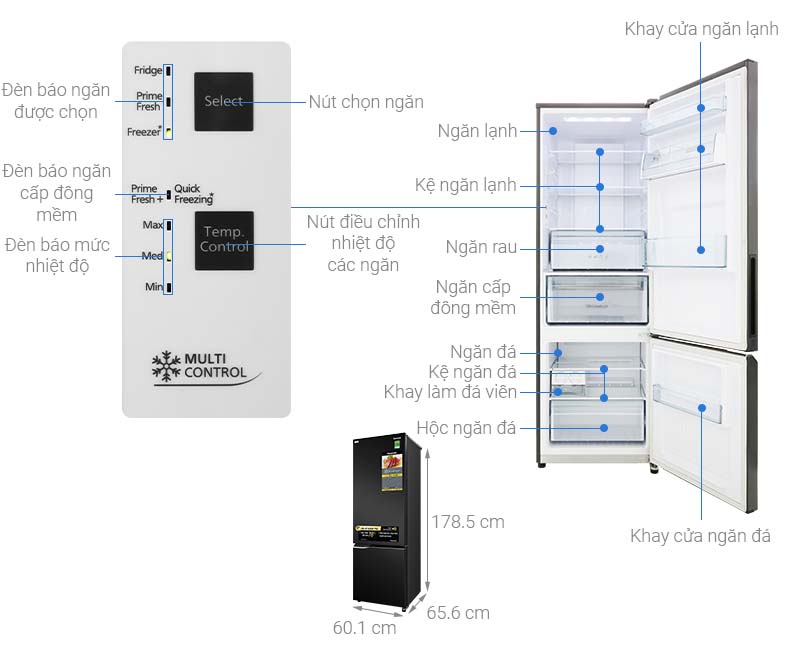 Thông số kỹ thuật Tủ lạnh Panasonic Inverter 322 lít NR-BC360QKVN