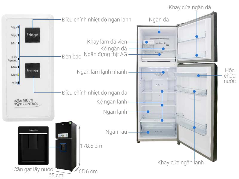 Thông số kỹ thuật Tủ lạnh Panasonic Inverter 366 lít NR-BL381WKVN