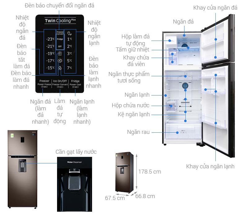 Thông số kỹ thuật Tủ lạnh Samsung Inverter 382 lít RT38K5982DX/SV