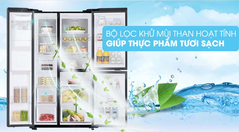 Bảo quản thực phẩm tươi sạch với bộ lọc than hoạt tính - Tủ lạnh Samsung Inverter 602 lít RS65R5691B4/SV Mẫu 2019