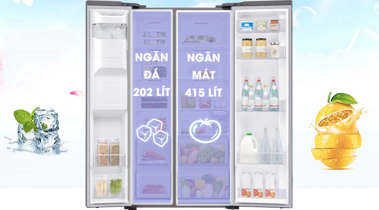 Dung tích sử dụng lên đến 617 lít phù hợp cho gia đình trên 5 thành viên - Tủ lạnh Samsung Inverter 617 lít RS64R5101SL/SV Mẫu 2019