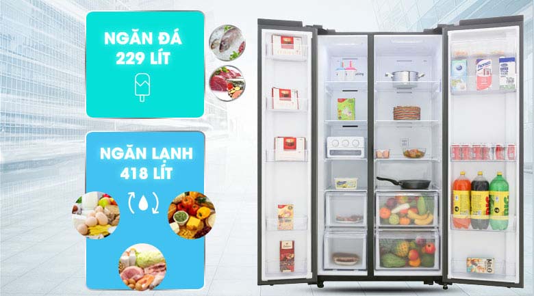 Dung tích tủ lạnh tới 647 lít - Tủ lạnh Samsung Inverter 647 lít RS62R50014G/SV