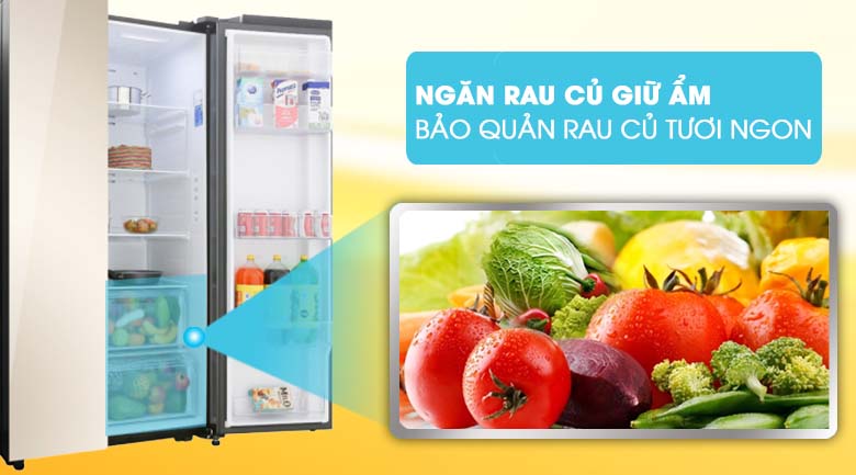 Ngăn rau củ giữ ẩm, bảo quản rau củ tươi ngon - Tủ lạnh Samsung Inverter 647 lít RS62R50014G/SV