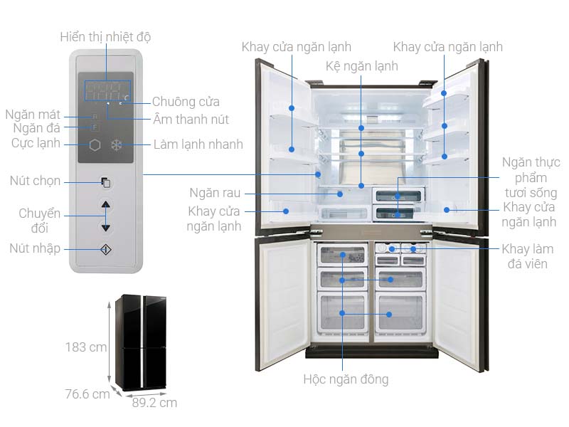 Thông số kỹ thuật Tủ lạnh Sharp Inverter 605 lít SJ-FX688VG-BK