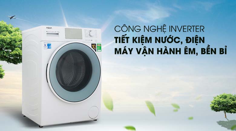 Tiết kiệm điện nhờ có công nghệ Inverter - Máy giặt Aqua Inverter 9.5 kg AQD-D950E W