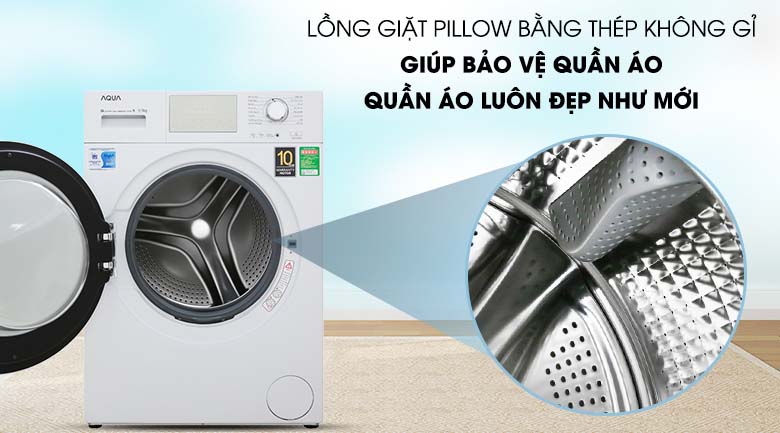 Lồng giặt Pillow bằng thép chống gỉ - Máy giặt Aqua AQD-D950E W