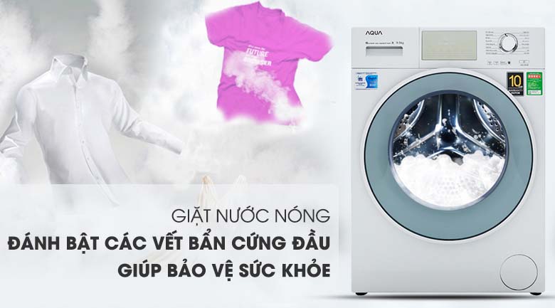 Giặt nước nóng diệt khuẩn - Máy giặt Aqua Inverter 9.5 kg AQD-D950E W