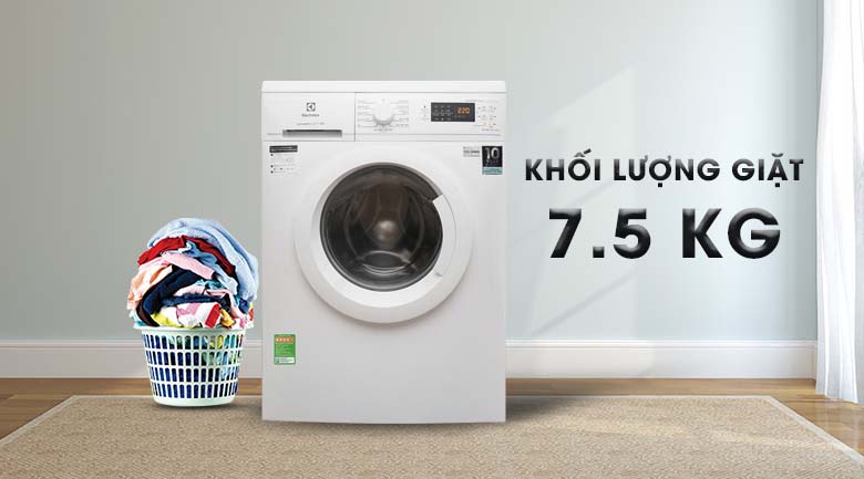 Khối lượng giặt 7.5 kg - Máy giặt Electrolux Inverter 7.5 Kg EWF7525DGWA