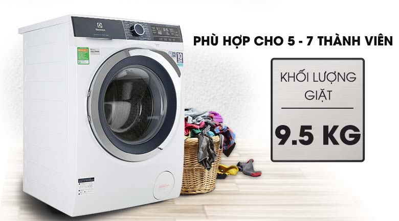 Khối lượng giặt 9.5 kg - Máy giặt Electrolux Inverter 9.5 kg EWF9523BDWA