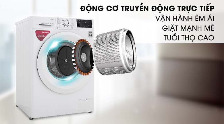 Động cơ truyền động trực tiếp - Máy giặt LG Inverter 8 kg FC1408S5W