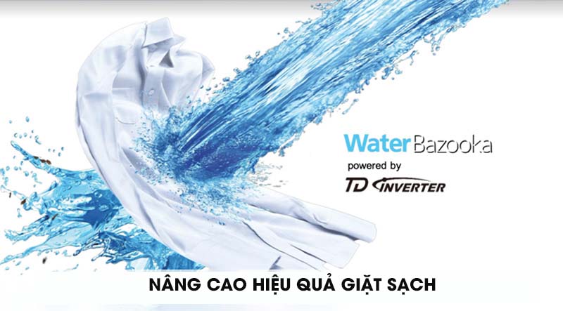 Máy giặt Panasonic Inverter 10.5 Kg NA-FD10AR1BV-Nâng cao hiệu quả giặt sạch cùng xoáy nước Water Bazooka với TD inverter