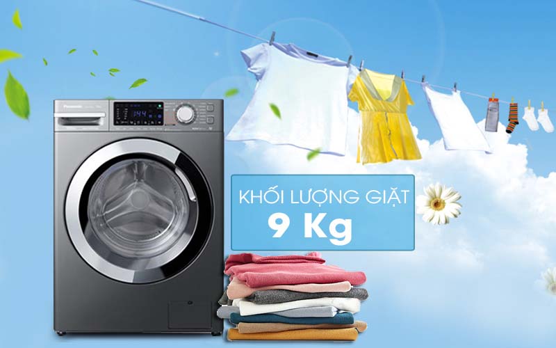 Máy giặt Panasonic Inverter 9 Kg NA-V90FX1LVT-Khối lượng giặt 9 kg, phù hợp gia đình trên 5 người