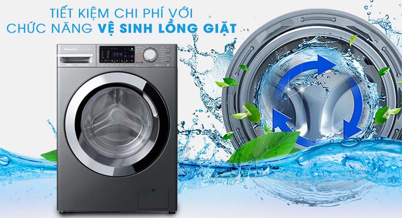 Máy giặt Panasonic Inverter 9 Kg NA-V90FX1LVT-Tiết kiệm chi phí với chức năng tự vệ sinh lồng giặt