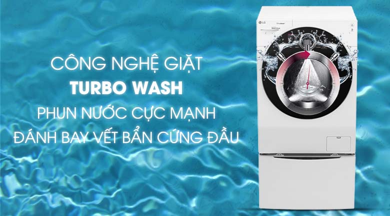 Công nghệ Turbo Wash - Máy giặt sấy LG TWINWash Inverter 10.5 kg FG1405H3W1 & TG2402NTWW