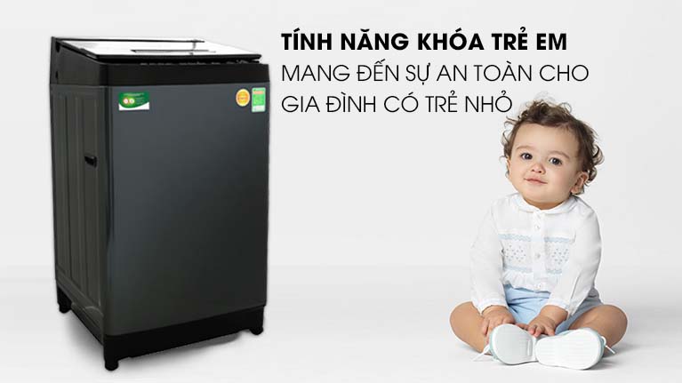 Máy giặt Toshiba Inverter 13 kg AW-DUJ1400GV KK - An toàn với khóa trẻ em