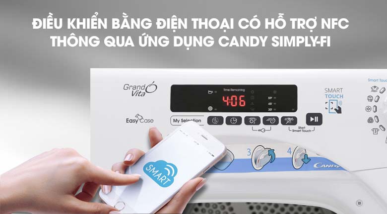 Điều khiển thông qua Smartphone - Máy sấy Candy 9 Kg GVS C9DE-S