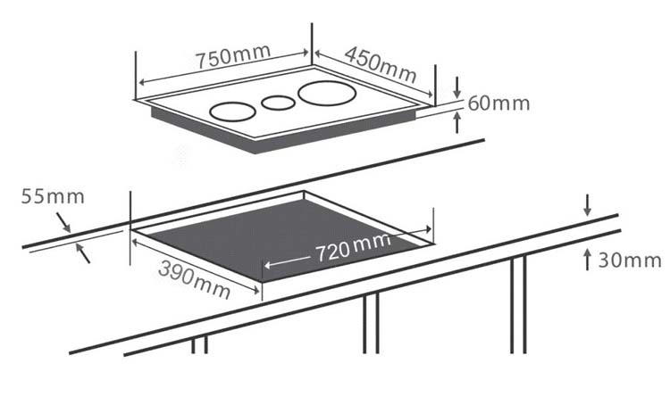 Bếp Âm Từ 3 Vùng Nấu Chef's EH-IH534 (75cm - 5500W) - Hàng Chính Hãng