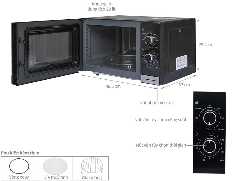 Thông số kỹ thuật Lò vi sóng Electrolux EMM2318X 23 lít