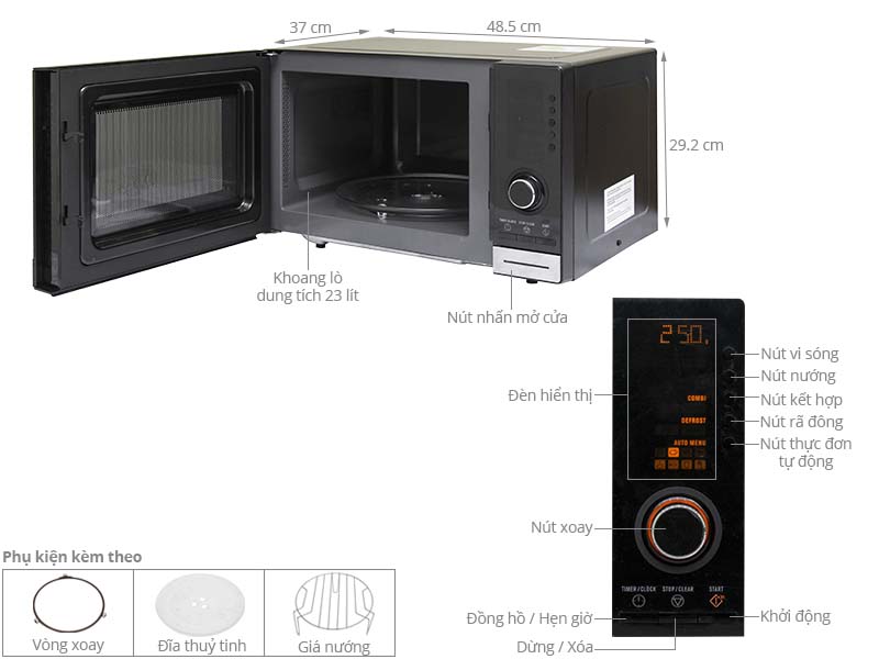 Thông số kỹ thuật Lò vi sóng Electrolux EMS2348X 23 lít