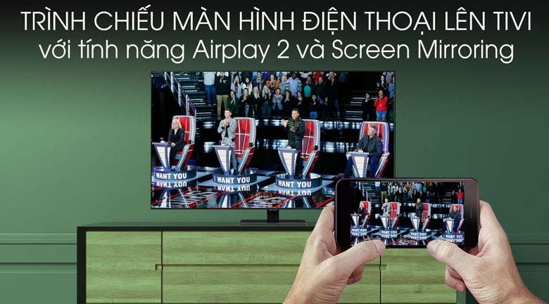 Chiếu màn hình điện thoại - Smart Tivi QLED Samsung 4K 49 inch QA49Q80T