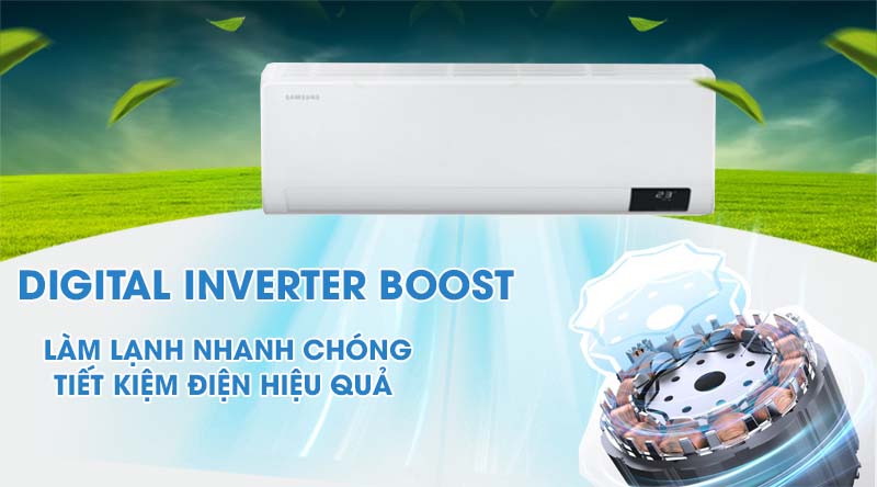 Máy lạnh Samsung Wind-Free Inverter 1 HP AR10TYAACWKNSV-Làm lạnh nhanh chóng, tiết kiệm điện hiệu quả nhờ Digital Inverter Boost