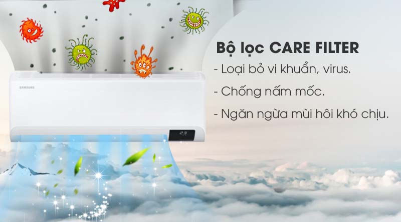 Máy lạnh Samsung Wind-Free Inverter 1 HP AR10TYAACWKNSV-Kháng khuẩn, chống nấm mốc với bộ lọc Care Filter