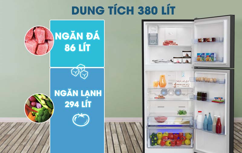 Tủ lạnh Samsung Inverter 380 lít RT38K50822C/SV-Dung tích 380 lít, phù hợp gia đình từ 3 - 4 người