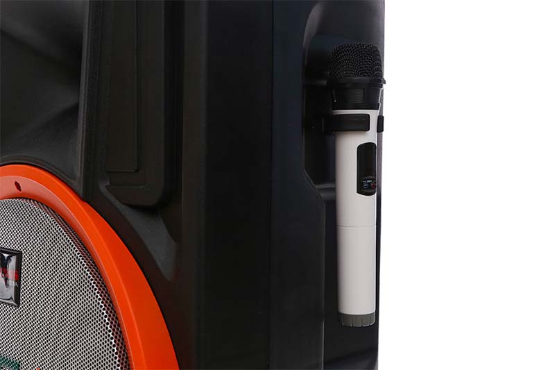 Mirco không dây gắn bên hông loa, bảo quản tiện lợi - Loa kéo karaoke Acnos KB39U 300W