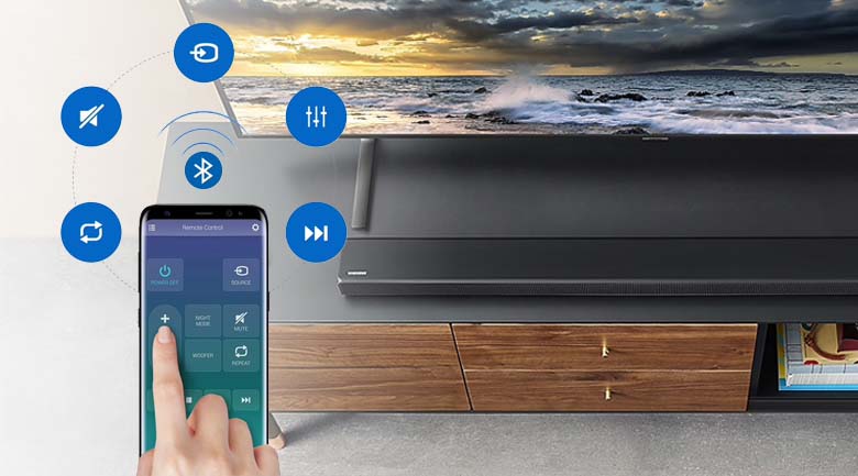 Loa thanh soundbar Samsung 2.1 HW-R550 320W - Điều khiển loa thanh qua điện thoại