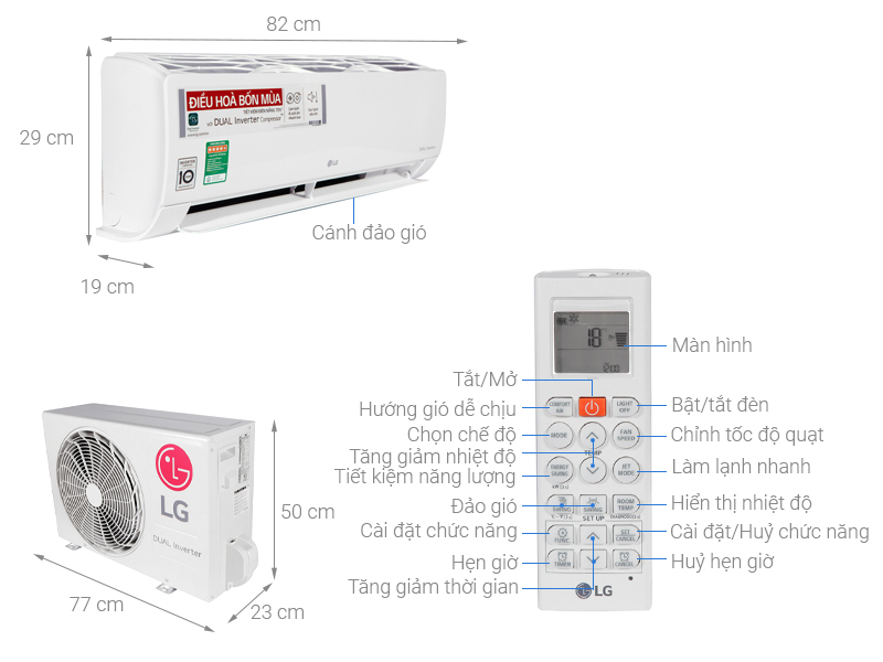 Thông số kỹ thuật Máy lạnh 2 chiều LG Inverter 1.5 HP B13END