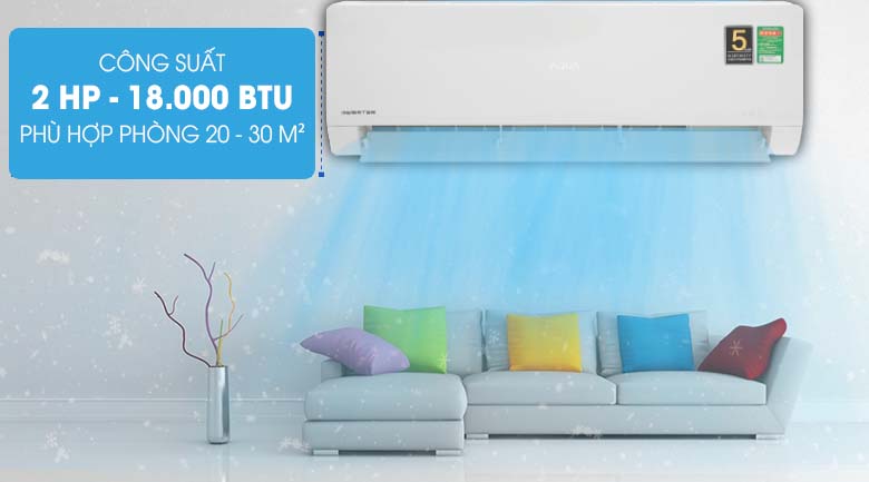 Công suất 2 HP - Máy lạnh Aqua Inverter 2 HP AQA-KCRV18WNZ Mẫu 2019