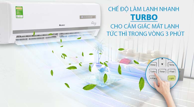 Chế độ làm lạnh cực nhanh Turbo - Máy lạnh Gree Inverter 1.5 HP GWC12WA-K3DNB7I