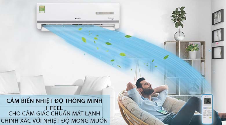 Cảm biến nhiệt độ thông minh I Feel - Máy lạnh Gree Inverter 1.5 HP GWC12WA-K3DNB7I
