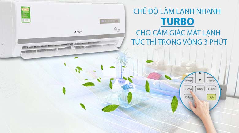 công nghệ làm lạnh nhanh Turbo - Bộ lọc trà xanh và carbon hoạt tính - Máy lạnh Gree Inverter 1 HP GWC09WA-K3D9B7I
