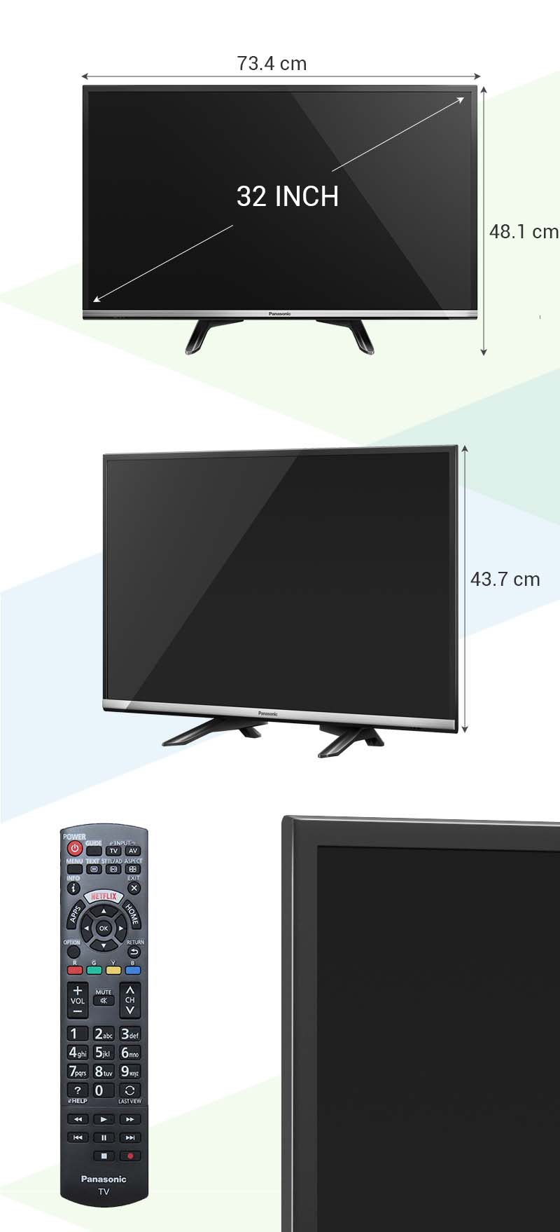 Smart Tivi Panasonic 32 inch TH-32DS500V - Kích thước TV