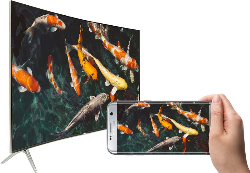 Smart Tivi Cong Samsung 55 inch UA55MU8000 - Trình chiếu màn hình điện thoại lên tivi