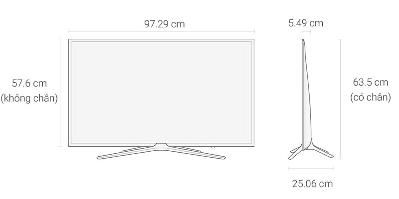 Smart Tivi Samsung 43 inch UA43K5500 - Kích thước tivi Smart Tivi Samsung 43 inch UA43K5500 - Kích thước tivi