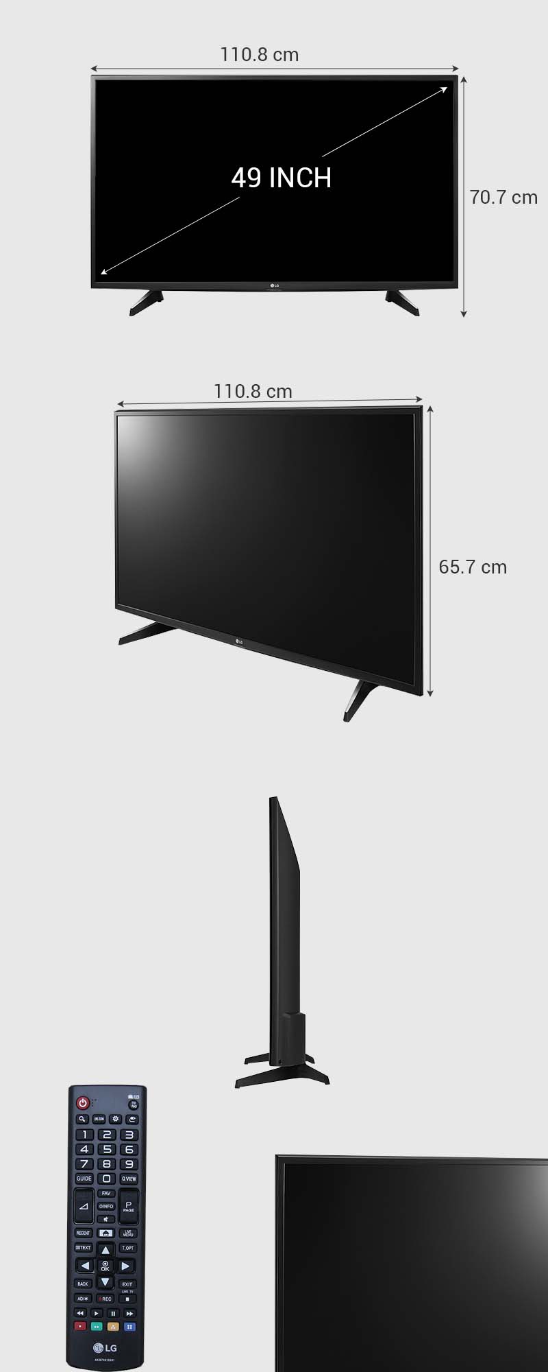 Smart Tivi LG 49 inch 49UH610T - Kích thước tivi