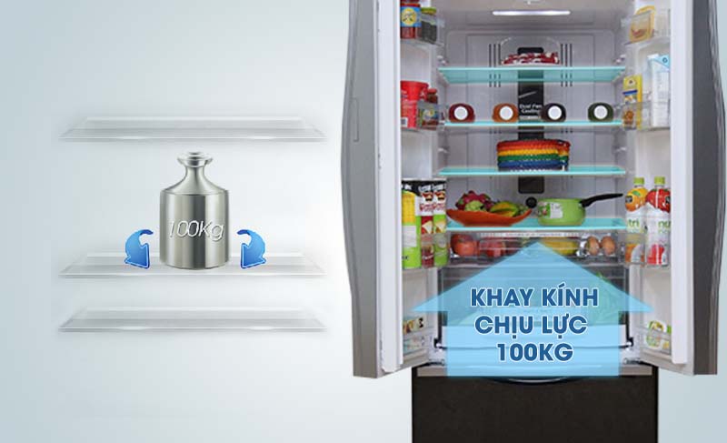 Với khay kính chịu lực, chiếc tủ lạnh này cũng sẽ giúp bạn sắp xếp thực phẩm dễ dàng hơn, không cần sợ chúng bị hỏng